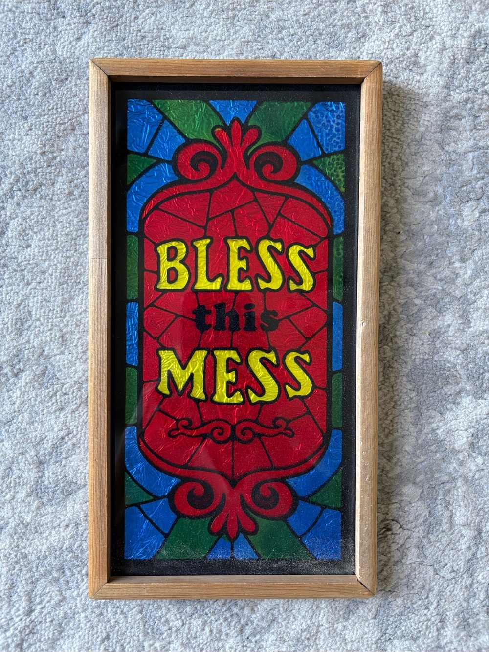 Mid century Bless this Mess sign